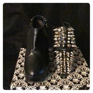 Black wedge spiked/studded bootie